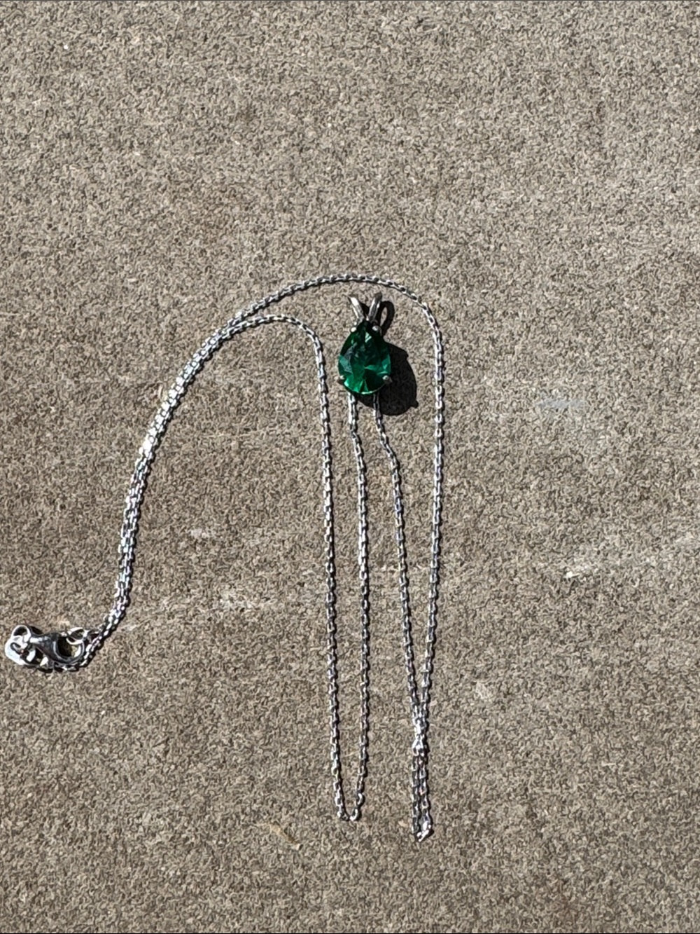 Emerald Green Teardrop Pendant Necklace